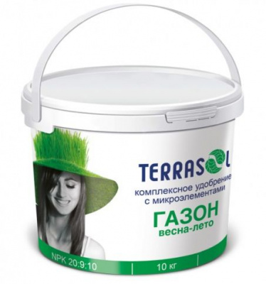 для Газона Газонное Весна-Лето 10 кг (ведро) TerraSol с микроэл, гран. (ведро)